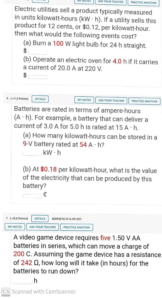 Solved NOTES ASK YOUR TEACHER PRACTICE ANOTHER Electric | Chegg.com