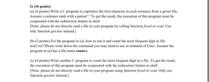 Solved Write a C program to capitalize the first character | Chegg.com