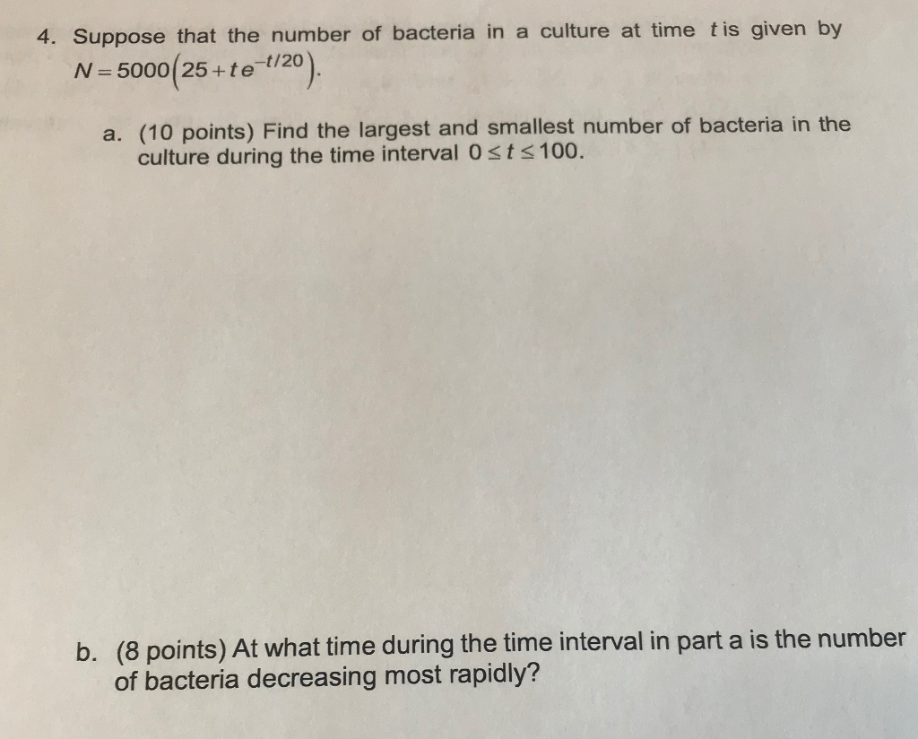 Suppose A Culture Of Bacteria Begins With 5000 Cells