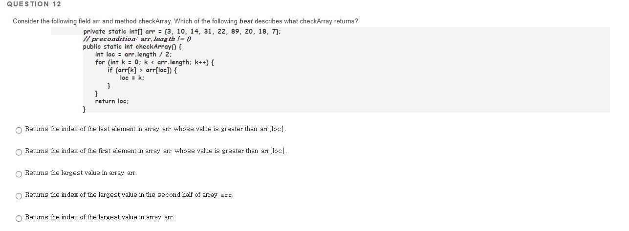 Solved QUESTION 10 Study the following code carefully. What | Chegg.com