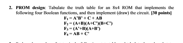 2. PROM design: Tabulate the truth table for an 8x4 | Chegg.com