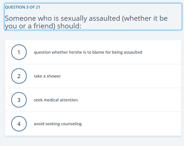 Solved QUESTION 3 OF 21 Someone who is sexually assaulted | Chegg.com