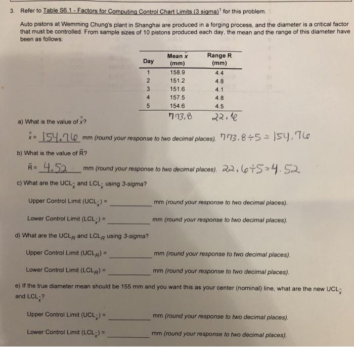 Solved 3. Refer to Table S6.1 -Factors for Computing Control | Chegg.com