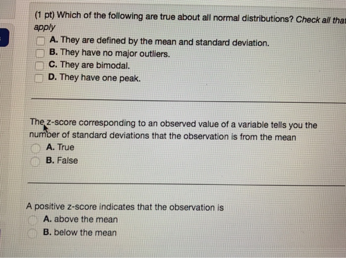 Solved (1 pt) which of the following are true about all