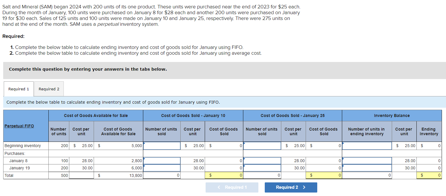 Solved Salt and Mineral (SAM) began 2024 with 200 units of