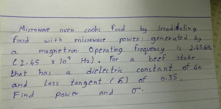 Solved Microwave oven cooks food by irradidating food with | Chegg.com