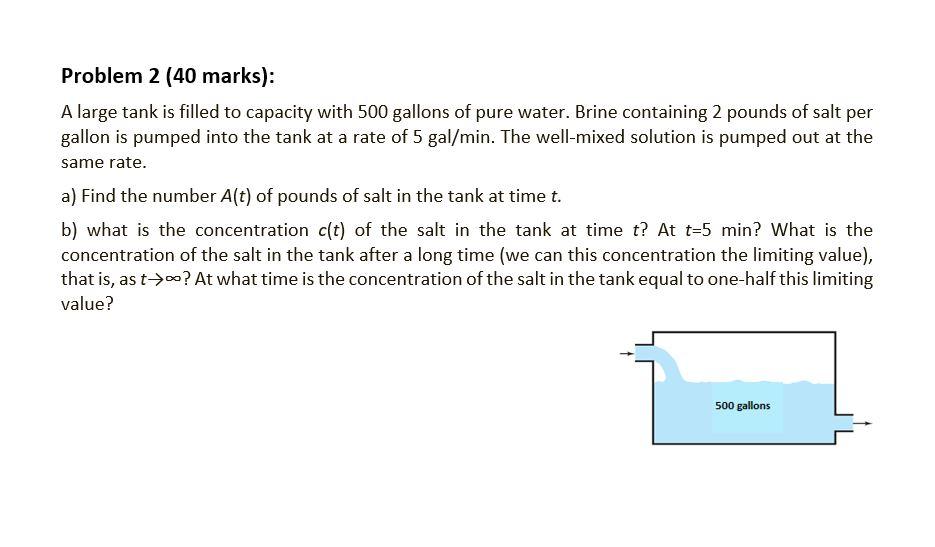 Solved Problem 2 (40 marks): A large tank is filled to | Chegg.com