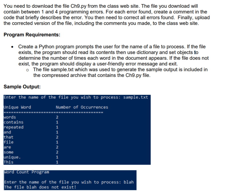 Solved You need to download the file Ch9.py from the class | Chegg.com