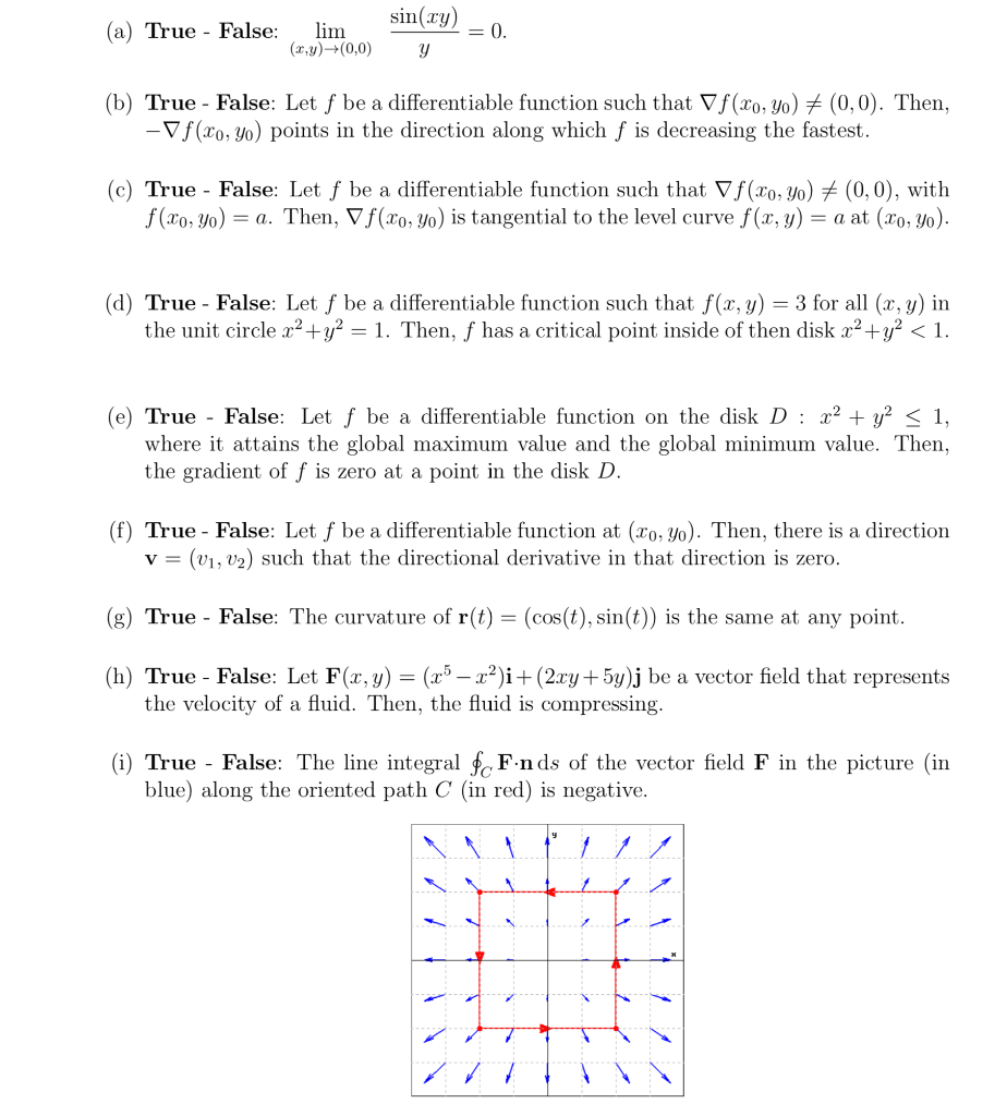 Sin Ty A True False Lim X Y 0 0 0 Y B Chegg Com