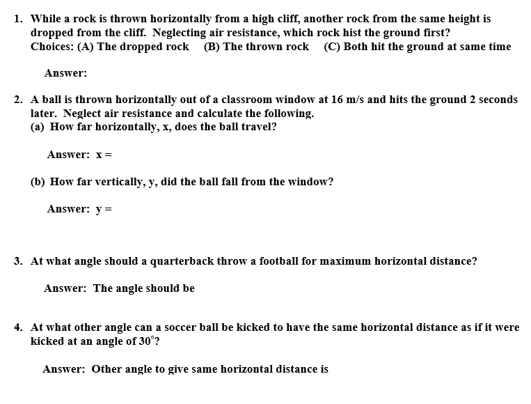Solved 1. While a rock is thrown horizontally from a high | Chegg.com