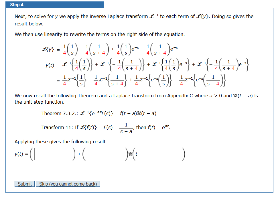 Solved Step 4 Next To Solve For Y We Apply The Inverse L Chegg Com