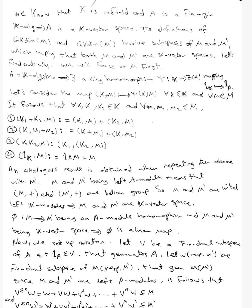 Solved Let A Denote A Finitely Generated K Algebra M M′