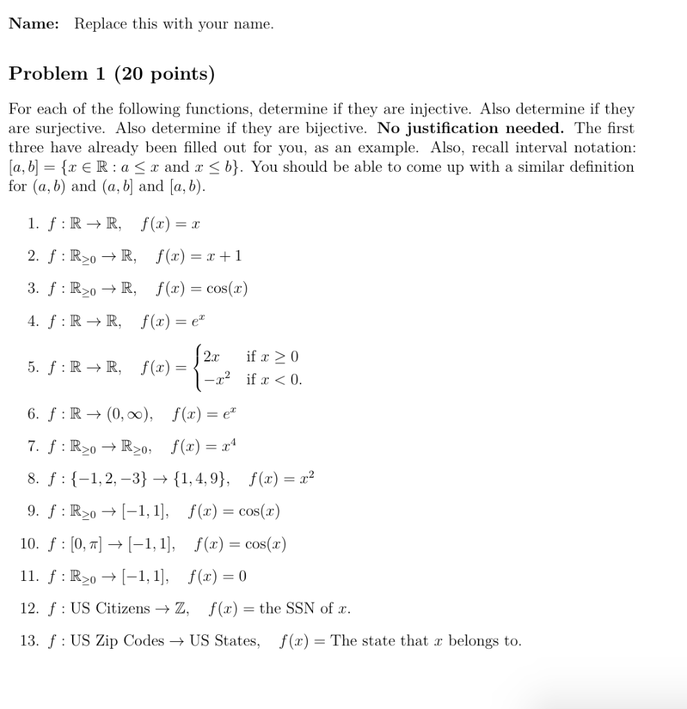 Solved Name: Replace this with your name. Problem 1 (20 | Chegg.com