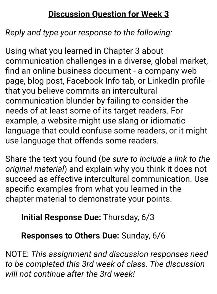 Solved Initial Response - 20 points Post response of a few | Chegg.com