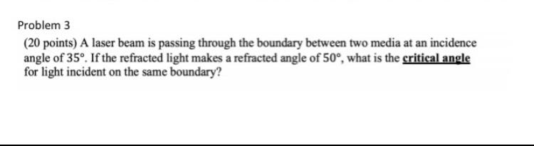 Solved Problem 3 (20 Points) A Laser Beam Is Passing Through | Chegg.com