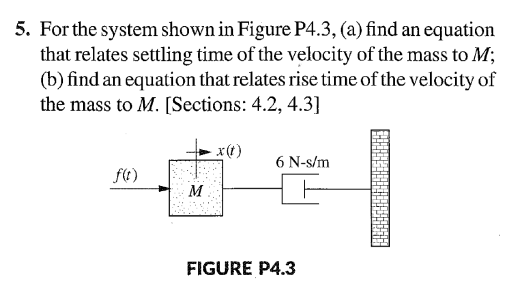 Solved 5. For the system shown in Figure P4.3, (a) find an | Chegg.com