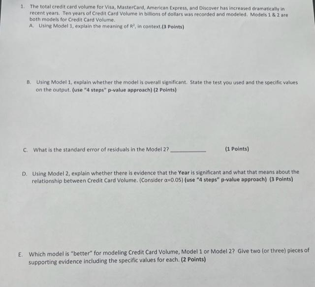 Solved Part2 (11 Points) Consider the following two models1. | Chegg.com