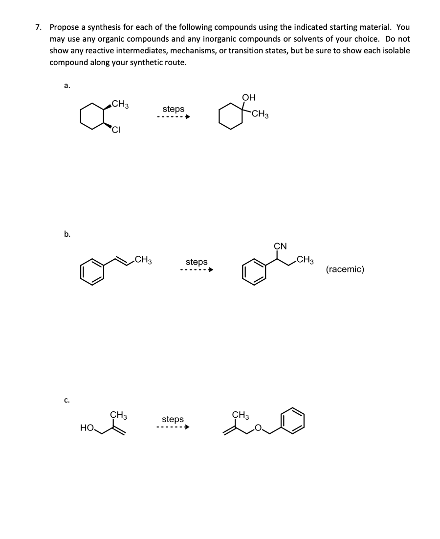 Solved Propose a synthesis for each of the following | Chegg.com