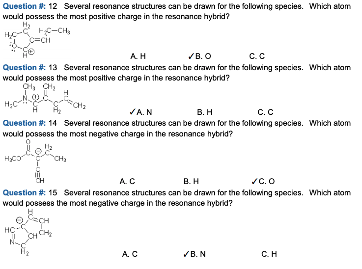 Solved Question #: 12 Several resonance structures can be | Chegg.com
