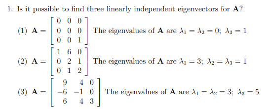 Linear independence of eigenvectors