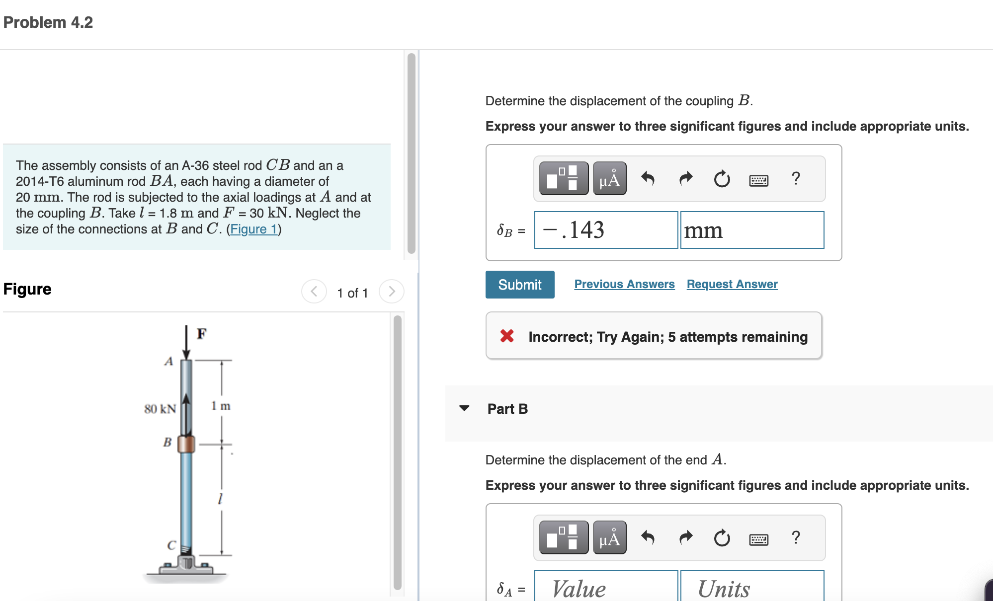 Solved Determine the displacement of the coupling B. Express | Chegg.com
