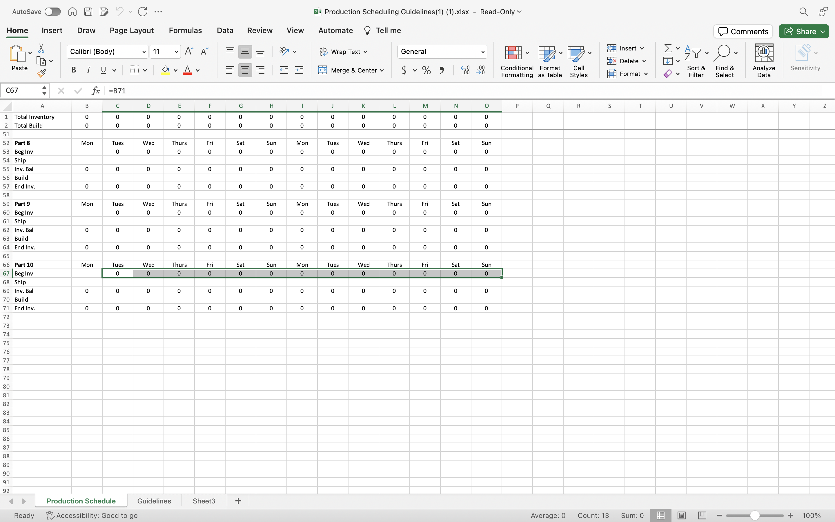 Use the attached production scheduling spreadsheet chegg