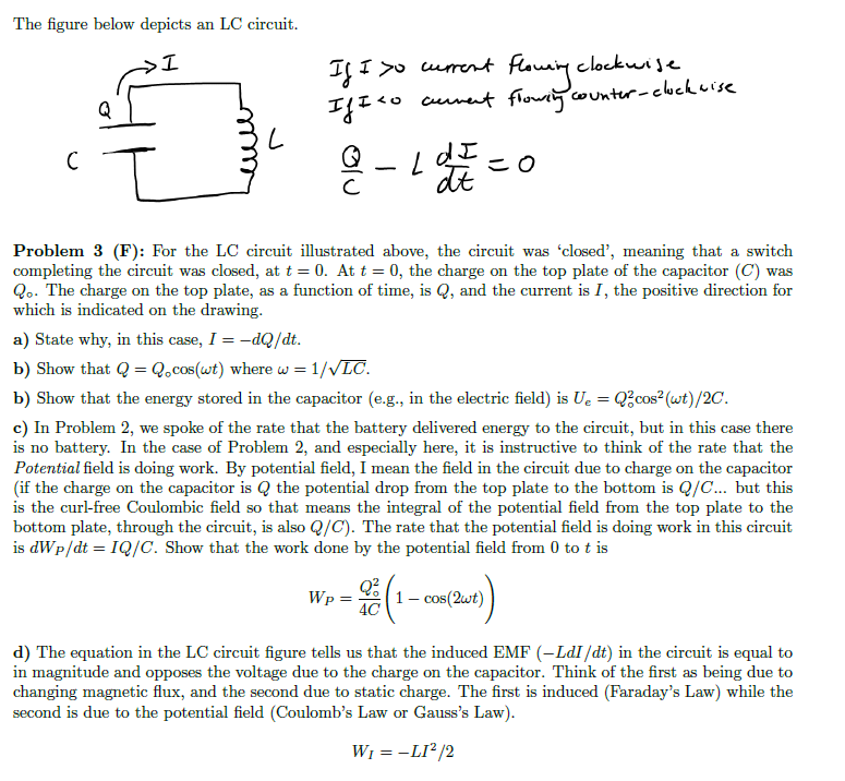 Solved The figure below depicts an LC circuit. If I Do so Chegg