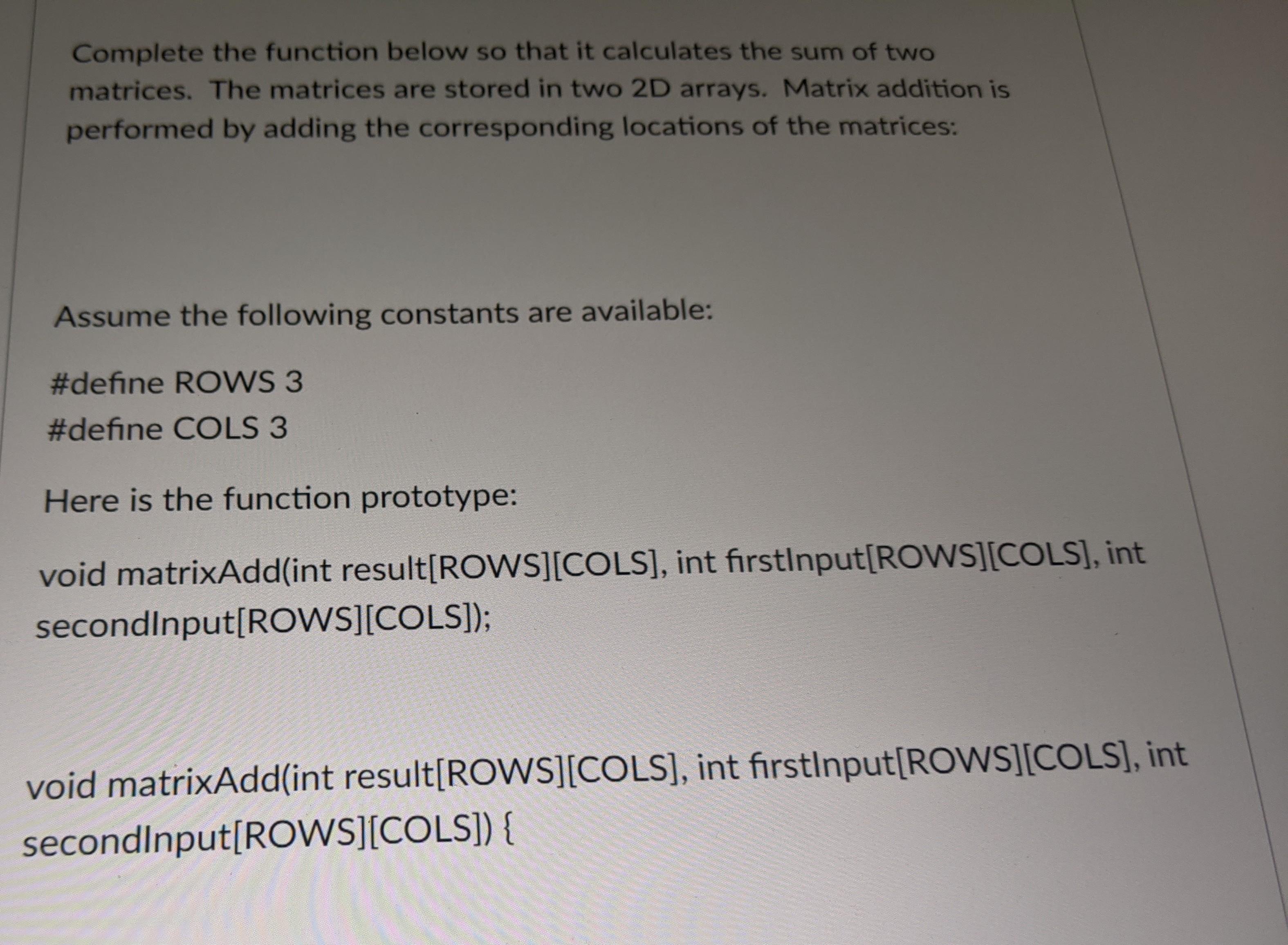 Solved Complete the function below so that it calculates the | Chegg.com