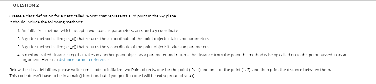 Solved QUESTION 2 Create a class definition for a class | Chegg.com