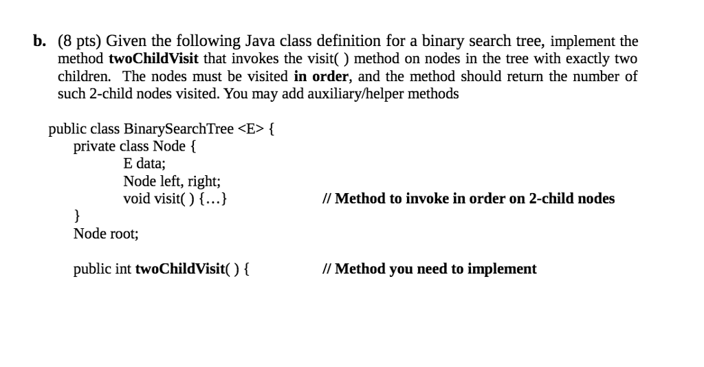 Solved b 8 pts given the following java class definition chegg
