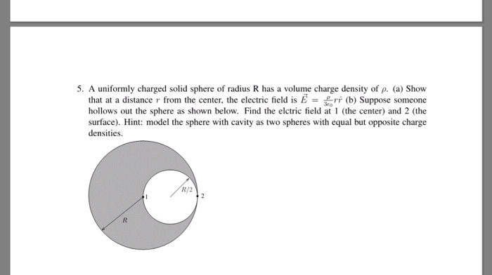 Solved 5. A uniformly charged solid sphere of radius R has a | Chegg.com