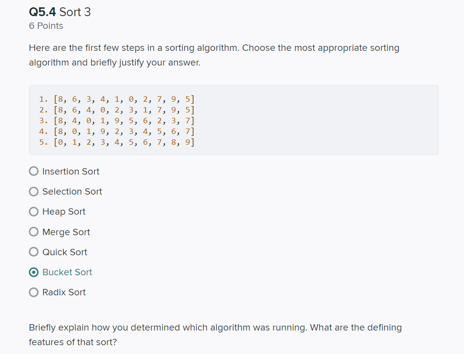Solved Q5.4 Sort 3 6 Points Here are the first few steps in | Chegg.com