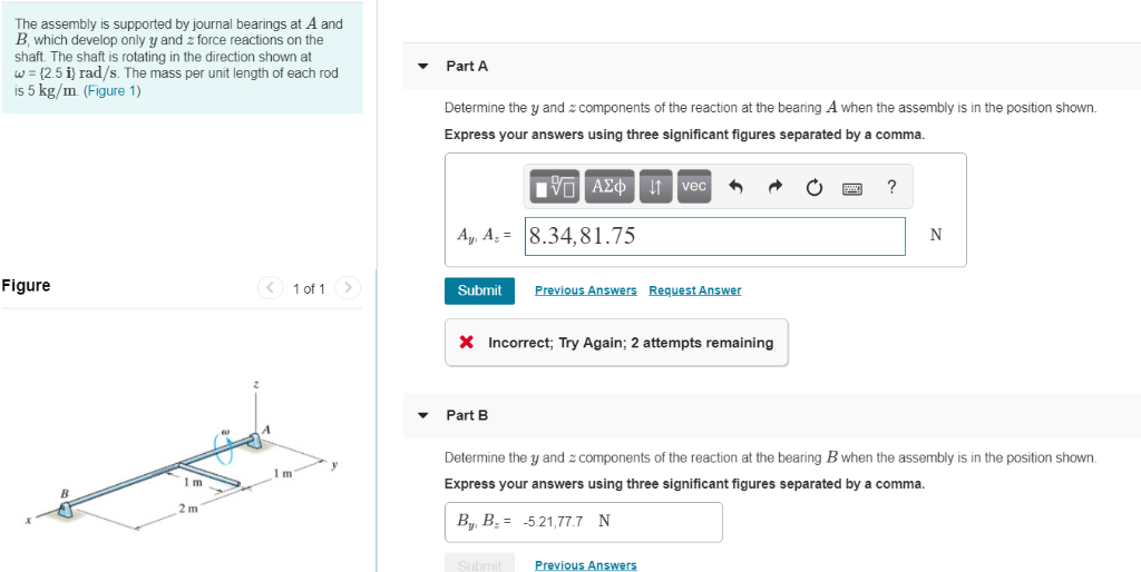 Solved The assembly is supported by journal bearings at A | Chegg.com