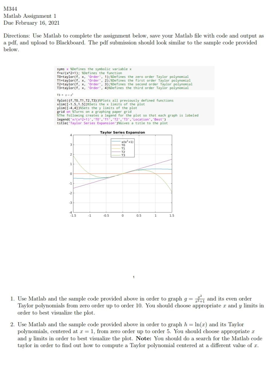 matlab assignment problems