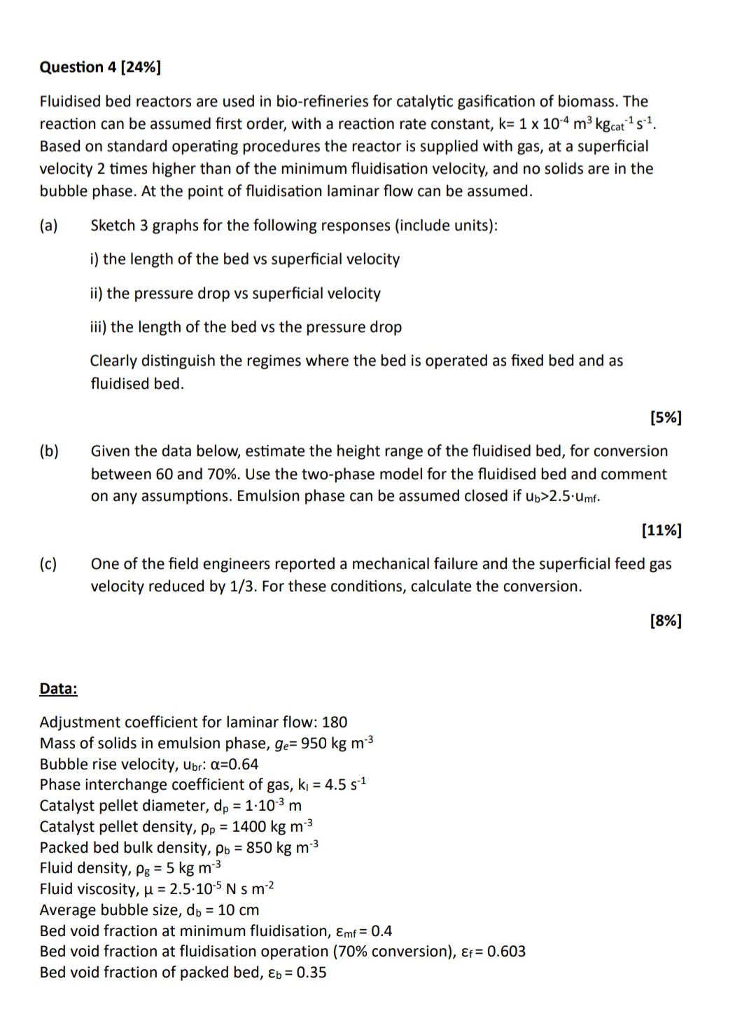 Solved Question 4 [24\%] Fluidised Bed Reactors Are Used In | Chegg.com