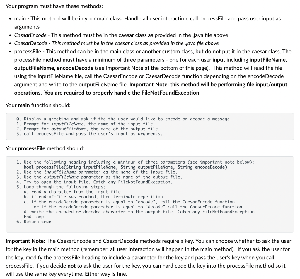 Solved Your program must have these methods: • main - This | Chegg.com