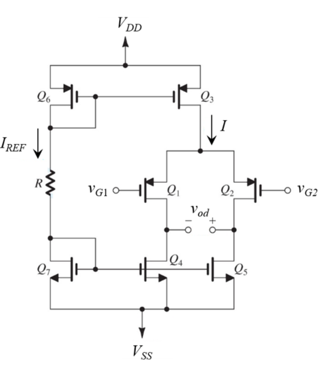 The figure below shows a differential amplifier with | Chegg.com