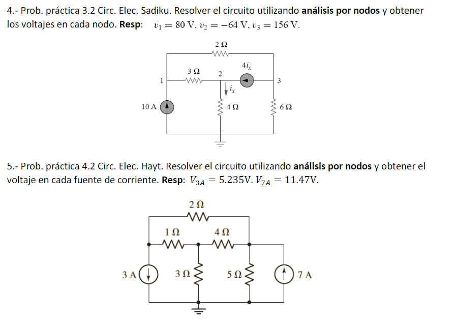 Solved Solve the circuit using analysis by nodes and | Chegg.com