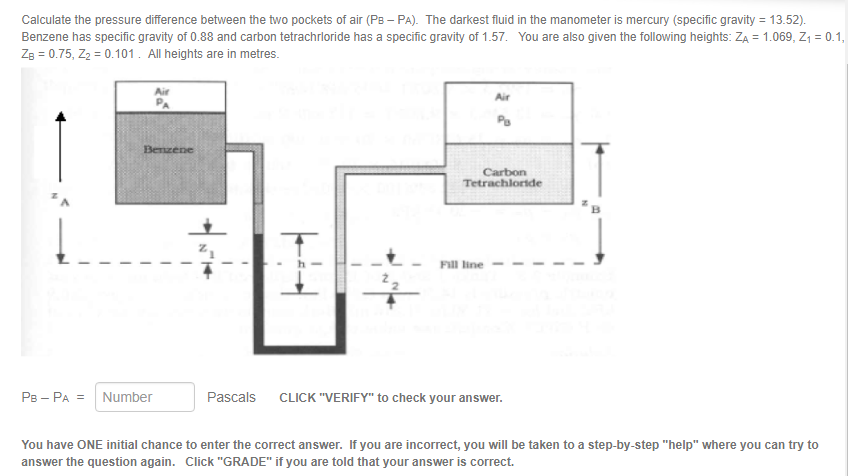 Solved Calculate the pressure difference between the two | Chegg.com