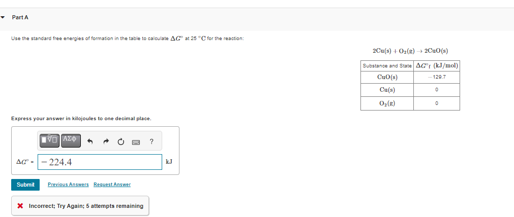 Solved Use the standard free energies of formation in the | Chegg.com