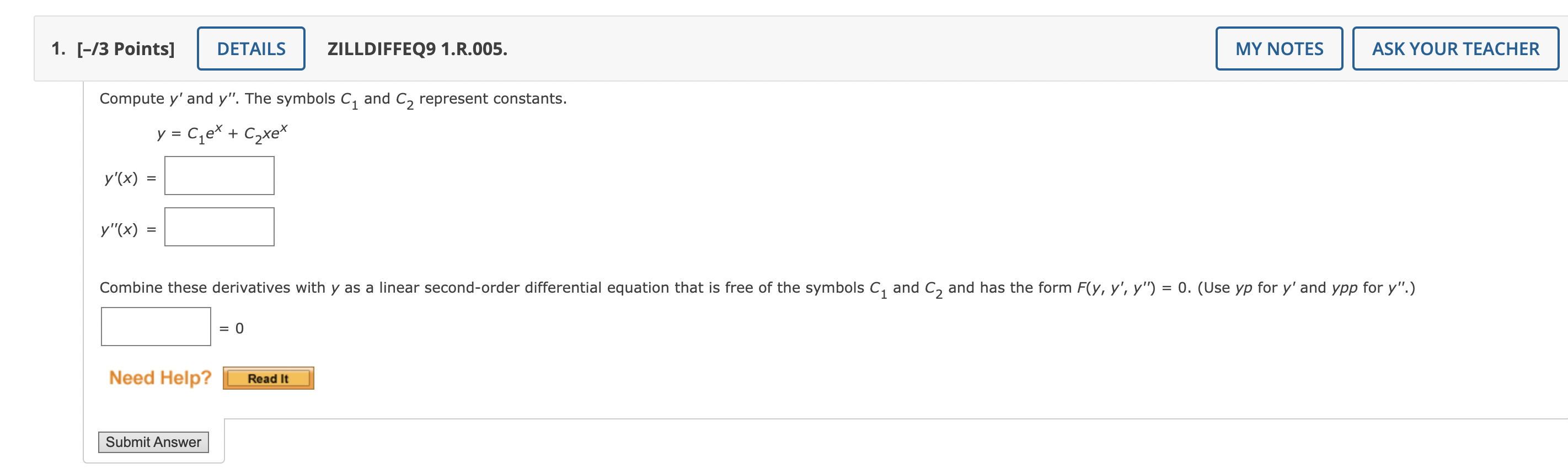 Solved Compute y′ and y′′. The symbols C1 and C2 represent | Chegg.com