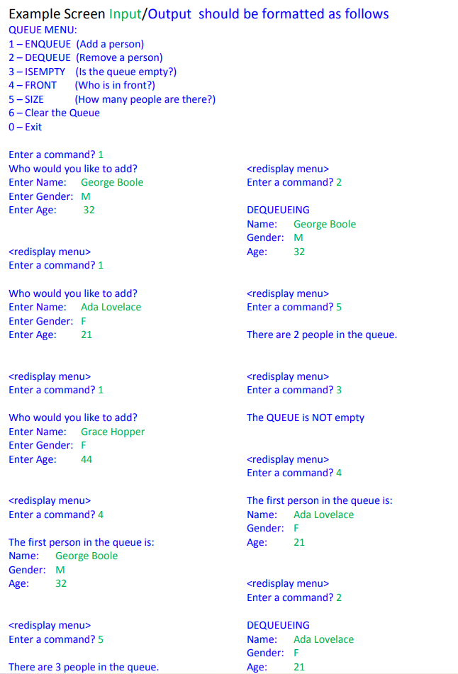 Solved Lab #YA- Implementing a Queue Write a program that | Chegg.com