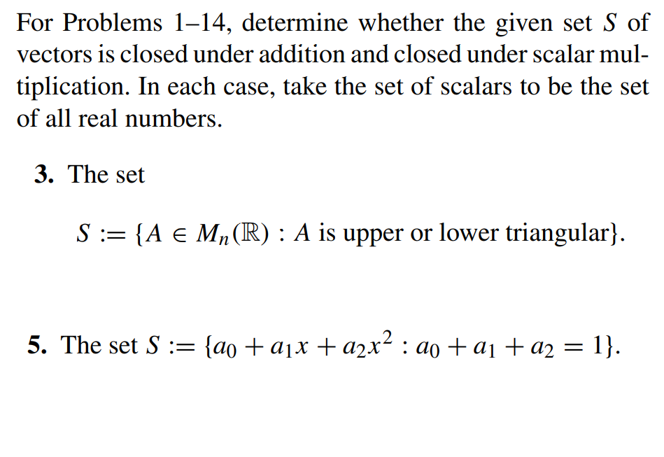 Solved For Problems 1-14, determine whether the given set S | Chegg.com