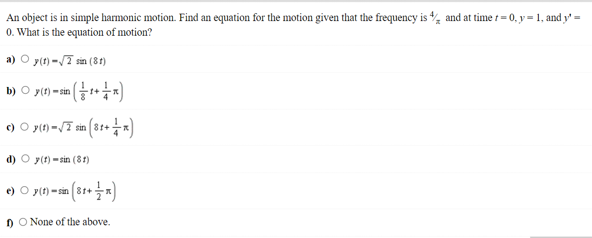 simple harmonic motion frequency formula