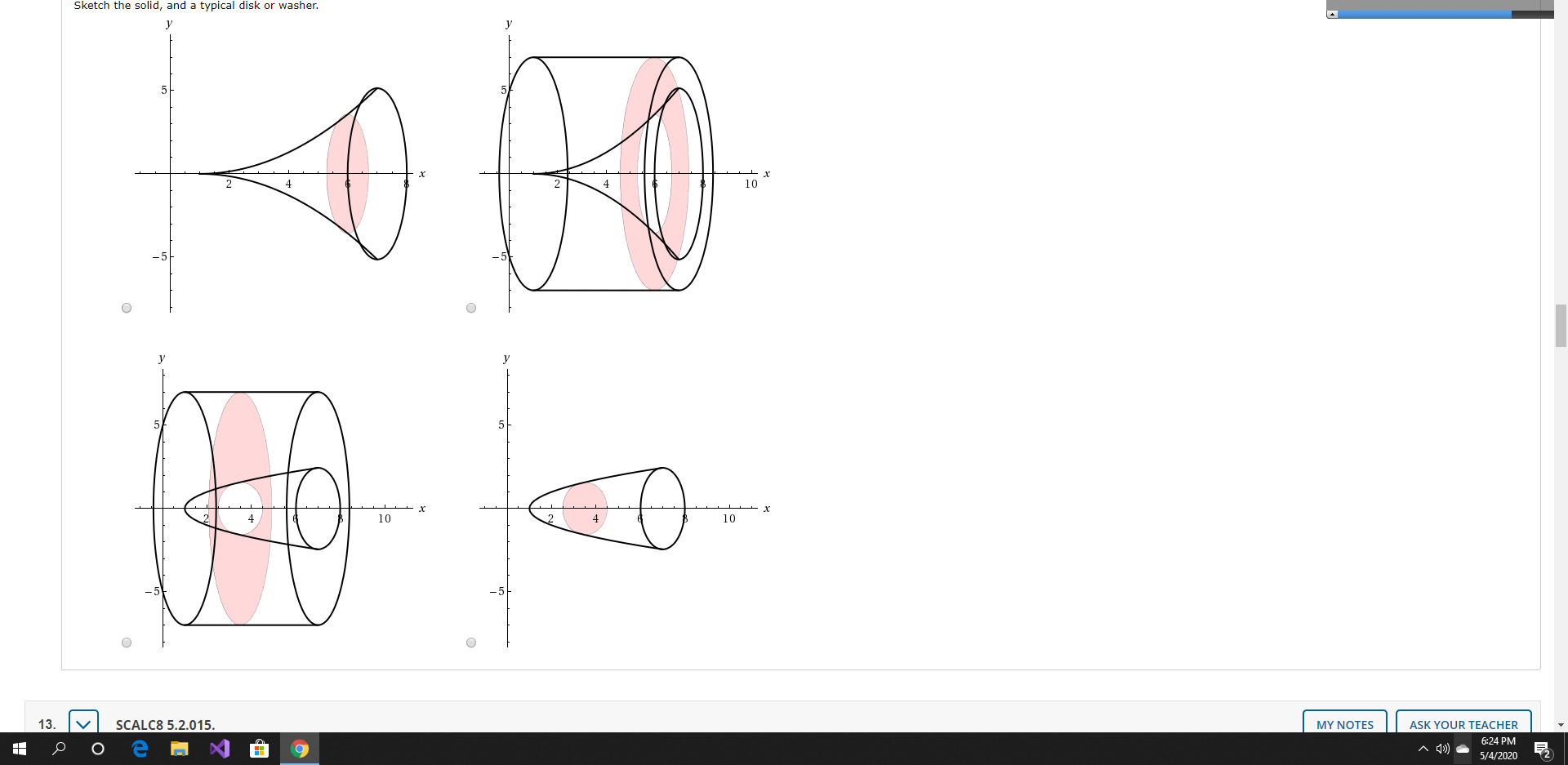 Solved Find The Volume V Of The Solid Obtained By Rotatin Chegg Com