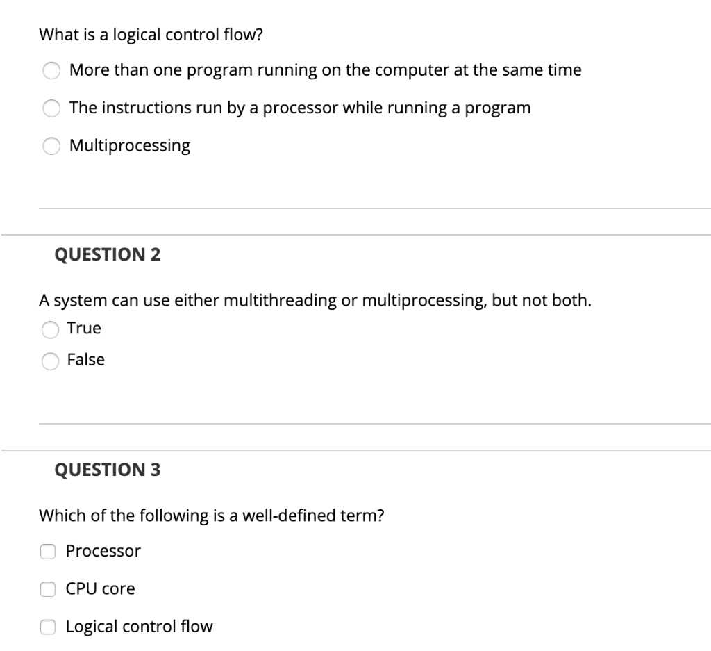 Solved What is a logical control flow? O More than one | Chegg.com