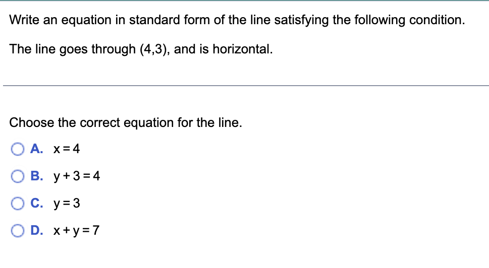 Solved Write an equation in standard form of the line | Chegg.com