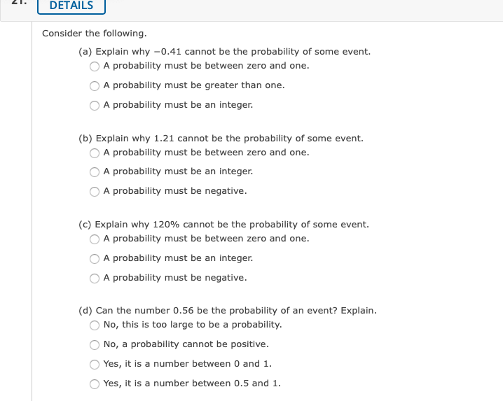 Solved 21. DETAILS Consider the following. (a) Explain why | Chegg.com