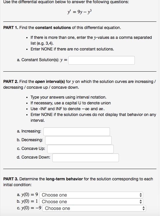 Solved Use the differential equation below to answer the | Chegg.com