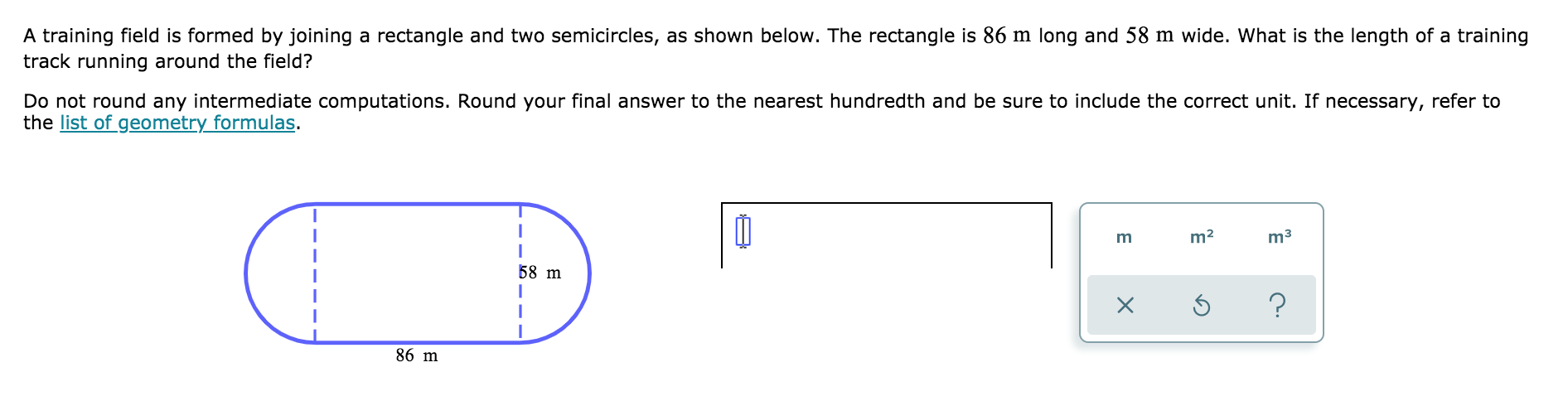 solved-a-training-field-is-formed-by-joining-a-rectangle-and-chegg